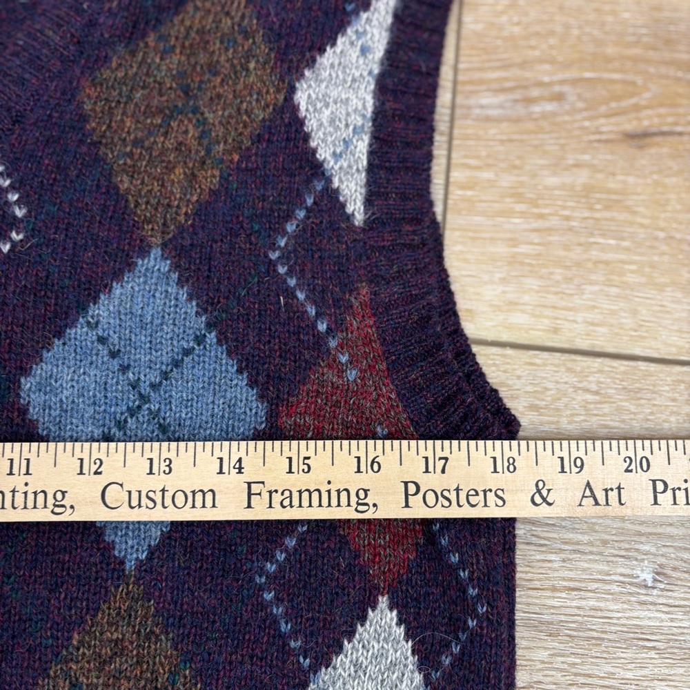 VTG Royal Scott Mens Large Shetland Wool Sweater Vest Argyle Made in Hong Kong - Picture 5 of 9